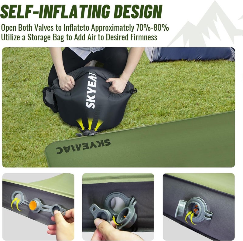 SKYEMAC Self-Inflating Memory Foam Sleeping Pad - R-Value 13, Full Size (78"L x 55"W x 4"TH) - Thick Camping Mattress for Couples & Family, Comfortable & Durable, Perfect for Camping and Outdoor Adventures - Image 4