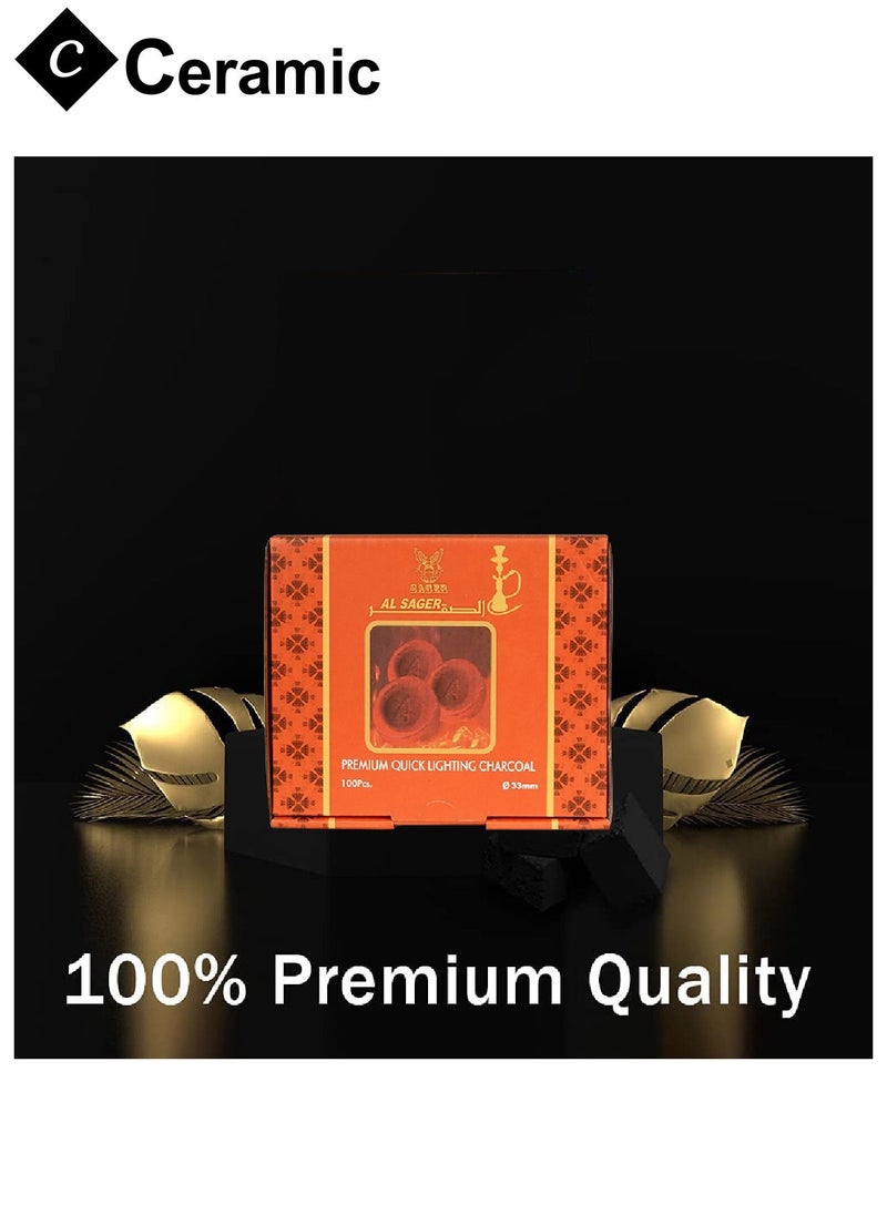 CERAMIC - Al Sager Charcoal Quick Ignite and Long Lasting 100 Pieces 3 Boxes Combo Pack - Image 1