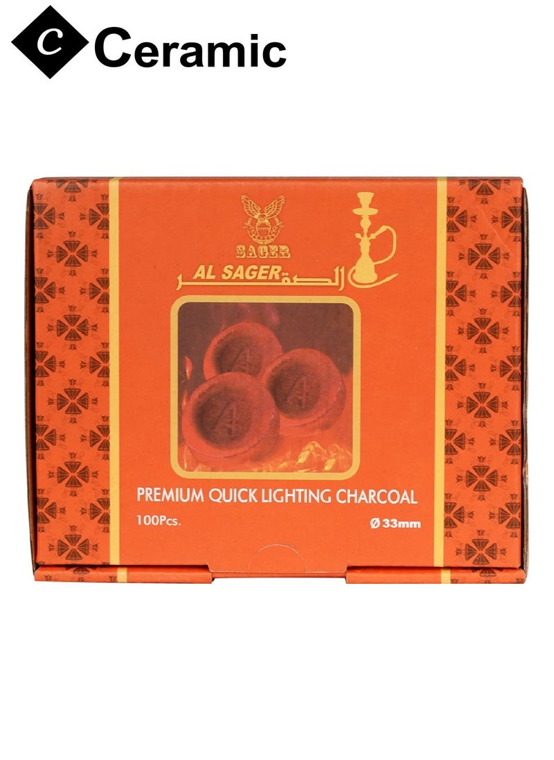 CERAMIC - Al Sager Charcoal Quick Ignite and Long Lasting 100 Pieces 3 Boxes Combo Pack - Image 1