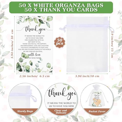 Ecation Wedding Favors for Guests Wood Heart Puzzle Keychains Thank You Cards Gift Bag Bridal Shower Souvenir Gifts(100 Sets) - Image 3