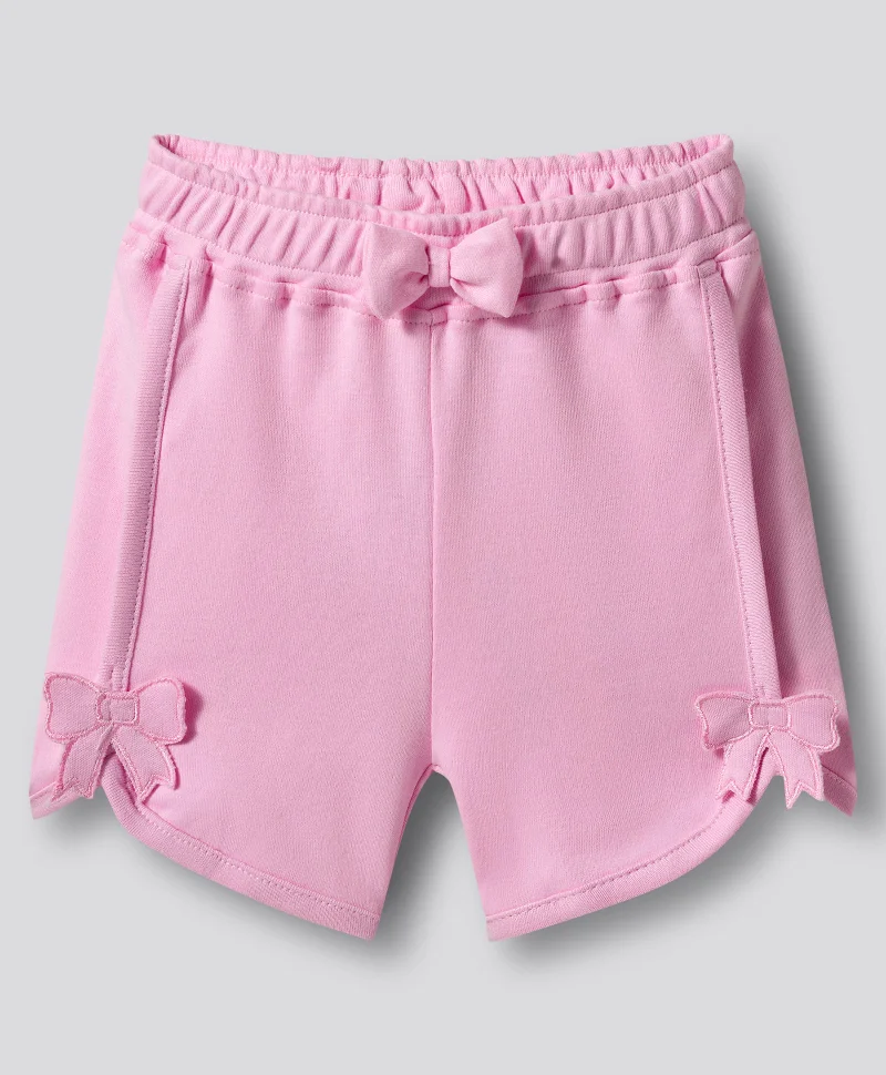 Bonfino Bonfino 100% Cotton Bow Printed Shorts with Bow & Heart Applique (Pack of 3) - White & Pink