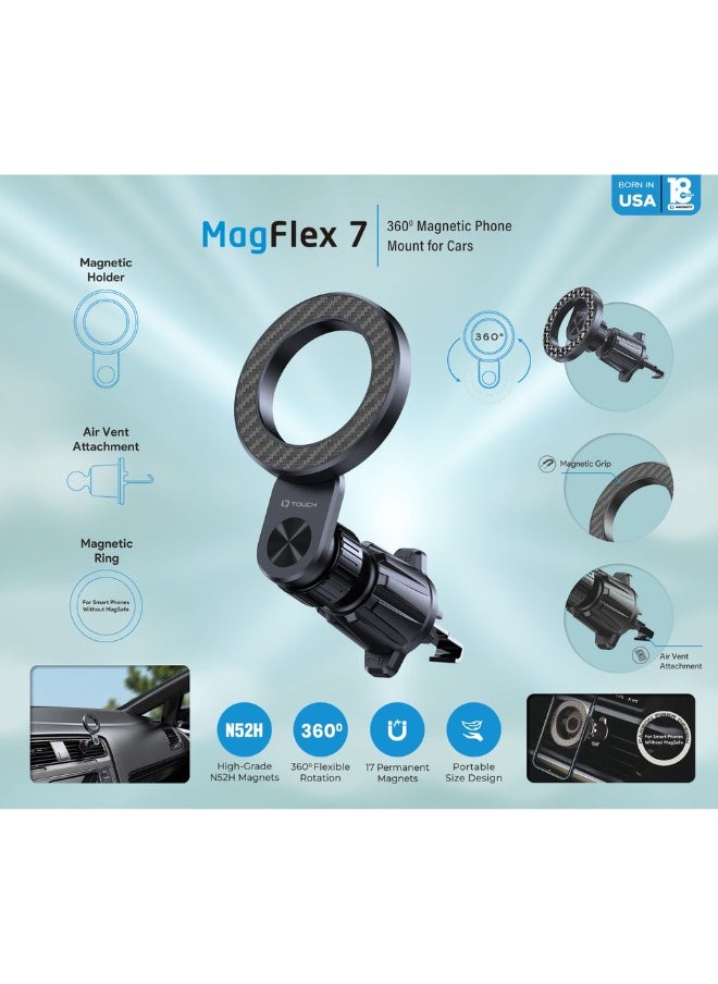 IQ TOUCH IQ TOUCH 360° MagSafe Car Mount, 360° Flexible Rotation Air Vent Magnetic Phone Holder, High Grade N52H Magnets, Hands Free Phone Mount, Compatibale all 15, 14, 13, 12 Series, Black  - Image 5