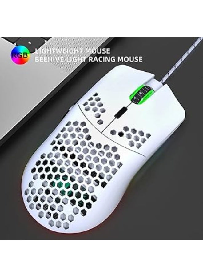 J900 USB Wired Gaming Mouse, RGB Gaming Mouse with 6 DPI Adjustable Ergonomic Design for Desktop and Laptop PCs (White) - Image 3