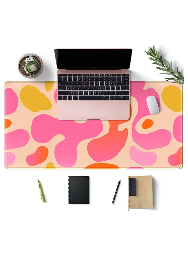 General Pink Desk Mat Modern Abstract Large Mouse Pad XXL Cute Pink Desk Pad Keyboard Mat, Desk Accessories For Women Office Decor, Extended Mousepad 90cmx40cm Non-Slip Rubber Base With Stitched Edge  - Image 1