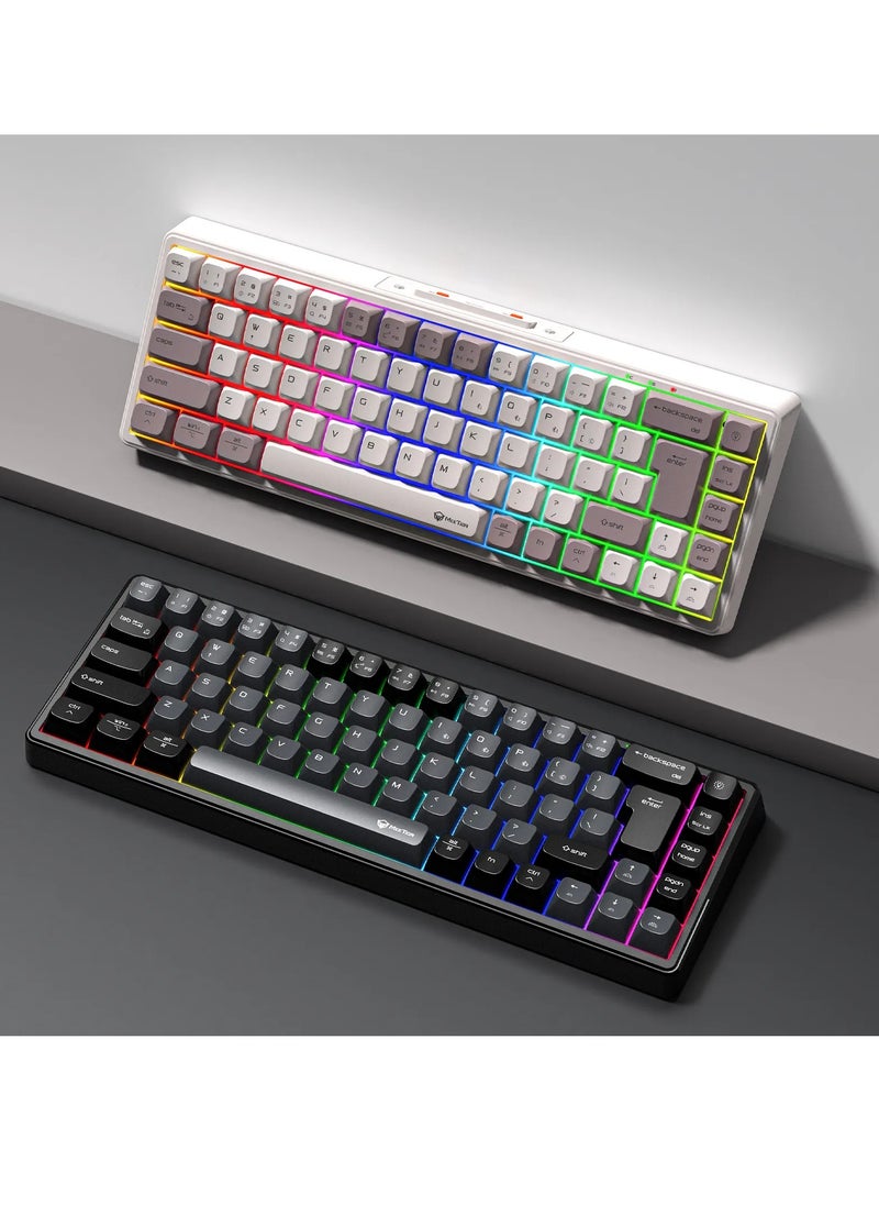 Meetion 65% Triple-Mode Wireless RGB Mechanical Keyboard MK12 65% Layout Full Key Hot-Swap Tri-Mode Connection (Black)