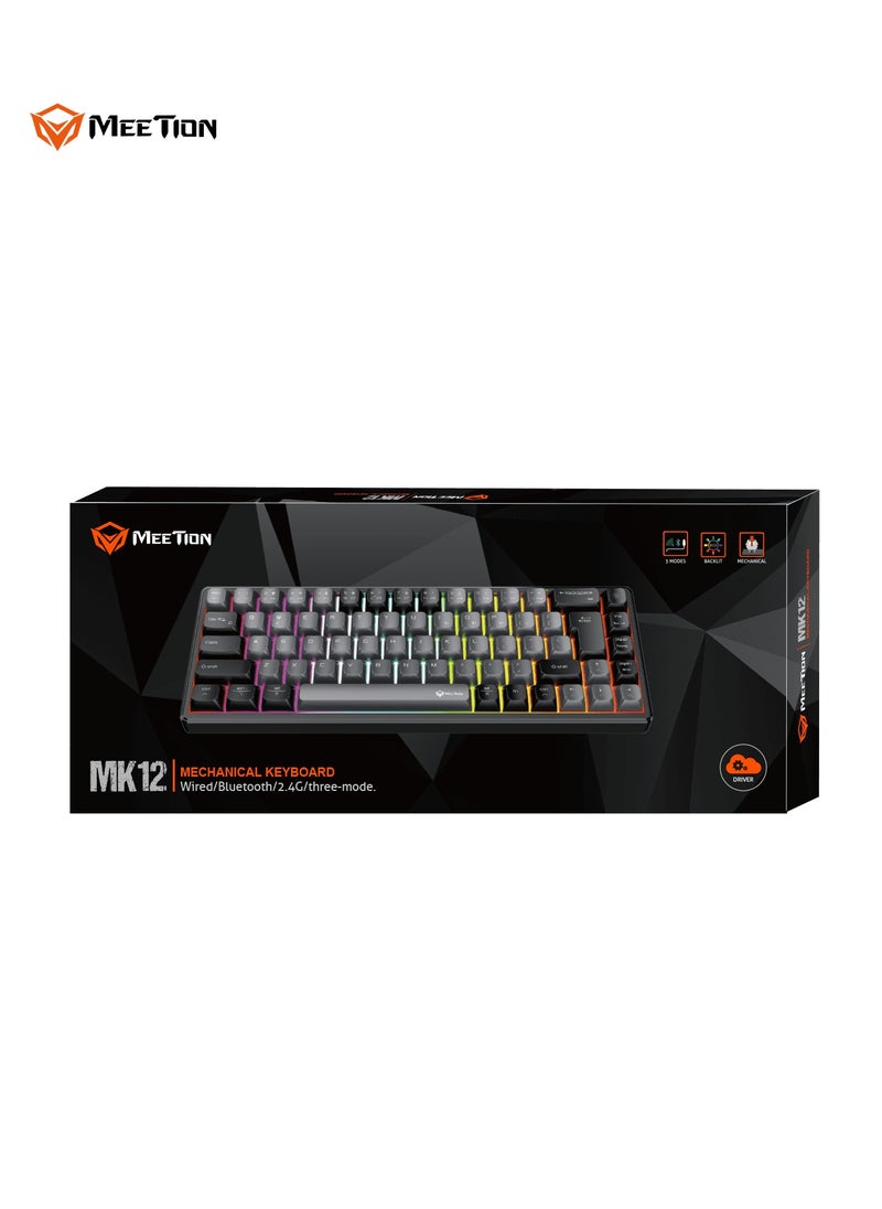 Meetion 65% Triple-Mode Wireless RGB Mechanical Keyboard MK12 65% Layout Full Key Hot-Swap Tri-Mode Connection (Black)