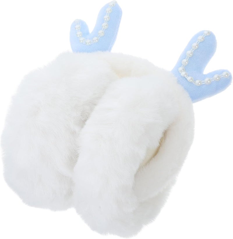 Ciieeo Faux Fur Ear Warmers Women Men Winter Plush Ear Muffs Thick Warm Cold Weather Outdoor Accessories White Blue - Image 1