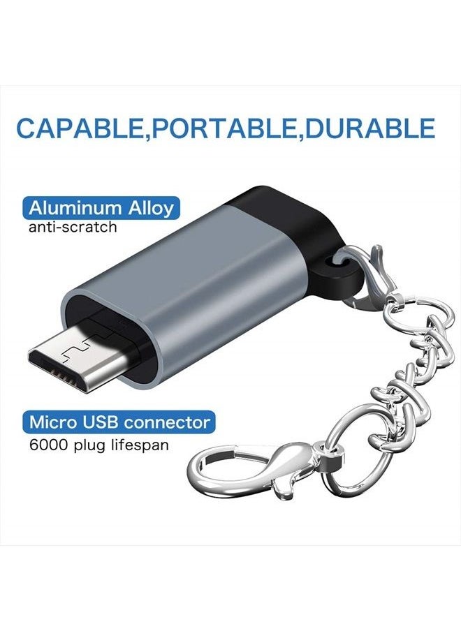 QianLink - USB C to Micro USB Adapter, (4-Pack) Type C Female to Micro USB Male Convert Connector with Keychain Charge & Data Sync Compatible Samsung Galaxy S7/S7 Edge, Nexus 5/6 and Micro USB Devices(Grey) - Image 1