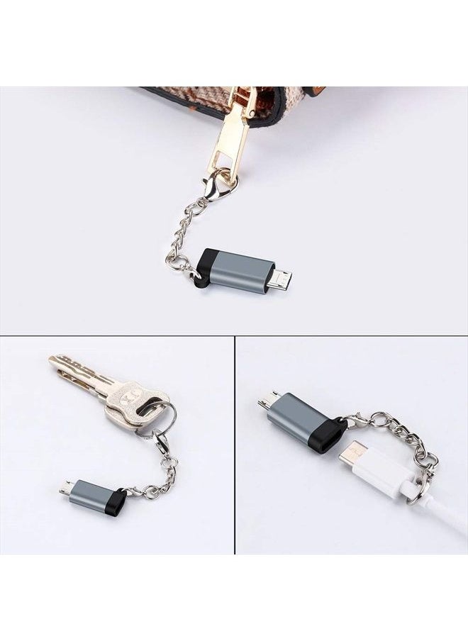 QianLink - USB C to Micro USB Adapter, (4-Pack) Type C Female to Micro USB Male Convert Connector with Keychain Charge & Data Sync Compatible Samsung Galaxy S7/S7 Edge, Nexus 5/6 and Micro USB Devices(Grey) - Image 1
