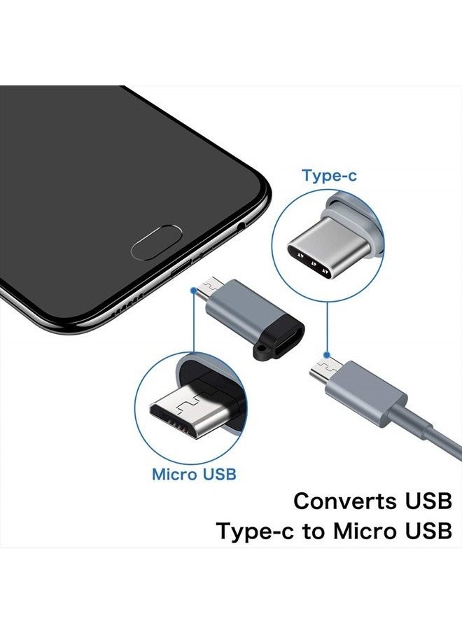 QianLink - USB C to Micro USB Adapter, (4-Pack) Type C Female to Micro USB Male Convert Connector with Keychain Charge & Data Sync Compatible Samsung Galaxy S7/S7 Edge, Nexus 5/6 and Micro USB Devices(Grey) - Image 1