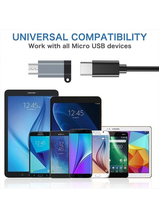 QianLink - USB C to Micro USB Adapter, (4-Pack) Type C Female to Micro USB Male Convert Connector with Keychain Charge & Data Sync Compatible Samsung Galaxy S7/S7 Edge, Nexus 5/6 and Micro USB Devices(Grey) - Image 1