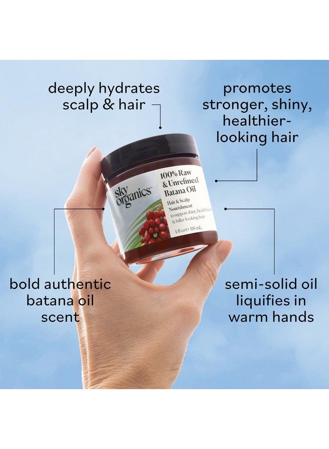 سكاي أورغانكس زيت باتانا الخام وغير المكرر من سكاي أورجانيكس، نقي 100%، من هندوراس، لدعم فروة الرأس وشعر أقوى وأكثر كثافة، قناع ترطيب مكثف للشعر وإصلاحه، 4 أونصة سائلة - Image 3
