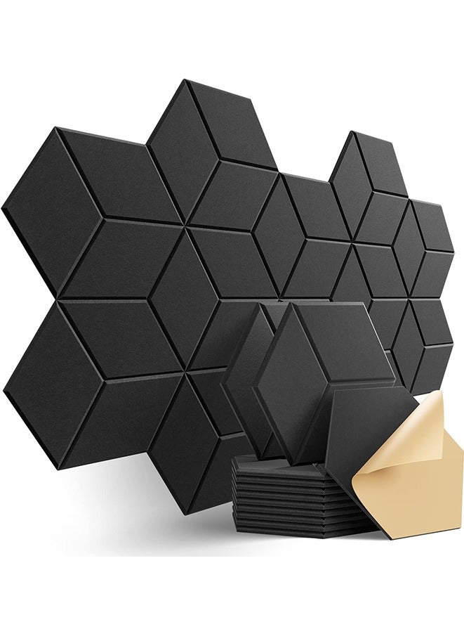 12 Pack Self-adhesive Acoustic Panels 12" X 10" X 0.4" - Sound Proof Foam Panels with High Density, Fashionable Y-Lined Design, Flame Resistant, Absorb Noise and Eliminate Echoes(Black)  - Image 1