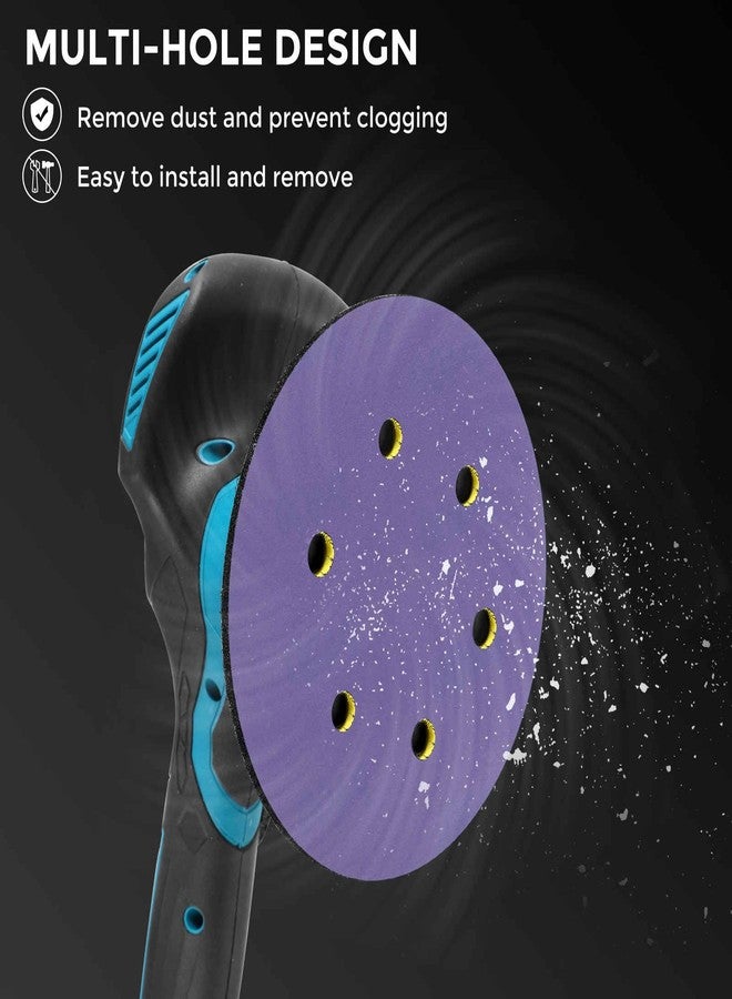 Kozelo 100 Pack Sanding Disc Kit 5 Inch 80/120/180/240 Grit 8 Hole Hook and Loop Orbital Sandpaper for Drywall Sander Wood Metal, Purple - Image 5