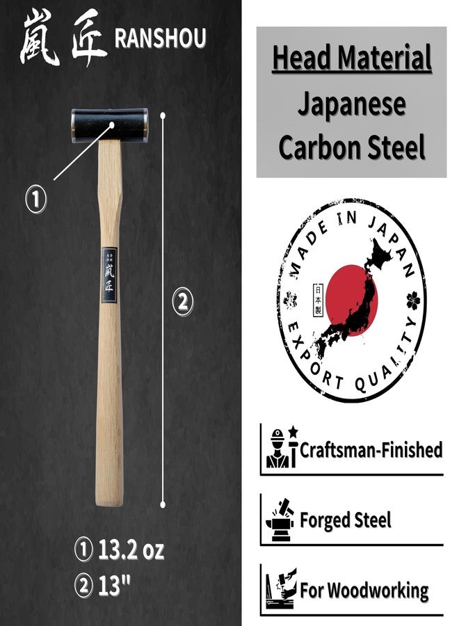 RANSHOU Japanese Carpenter Hammer GENNO 375g / 13.2 oz Double Face Woodworking Hammer Wood Handle for Chisel, Japanese Hand Plane, Nail, Made in JAPAN - Image 2