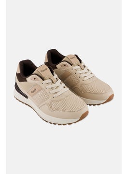 Algspar Women Brand Logo Lace Up Hiking Shoes, Dark Beige  - Image 1