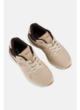 Algspar Women Brand Logo Lace Up Hiking Shoes, Dark Beige  - Image 4