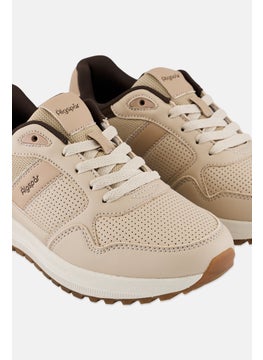 Algspar Women Brand Logo Lace Up Hiking Shoes, Dark Beige  - Image 3