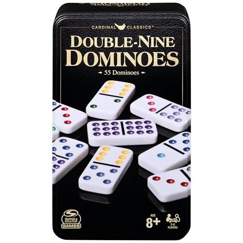 Spin Master Games Cardinal Classics Double Nine Dominoes Set in Storage Tin Dominoes for Kids Adults Classic Game 26 Players Easter Gift Ages 8 Up - Image 1