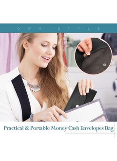 erorex 3 Pieces Cash Envelopes Bag Pu Leather Cash Money Pouch Cash Wallet Envelope Reusable For Spring Festival Wedding Birthday Graduation Holidays Black Red Dark Green  - Image 2