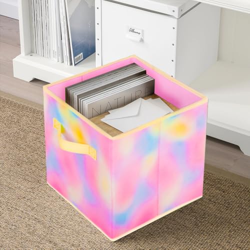 PowerKing Collapsible Storage Cubes with Handles, Fabric Foldable Bins for Closet Shelves, Durable Organization Storage Bins, 10.5'' x 11'' x 10.5'' (6Pack, Rhyme Color) - Image 2