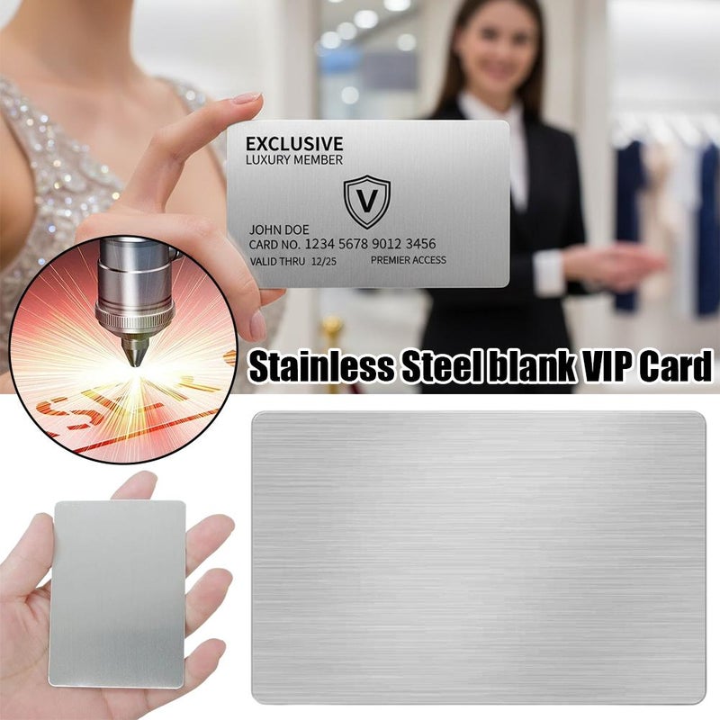 Stainless steel business cards, double-sided brushed, laminated, laser-engraved metal nameplates, 0.5mm thick steel sheet, blank VIP cards. - Image 3