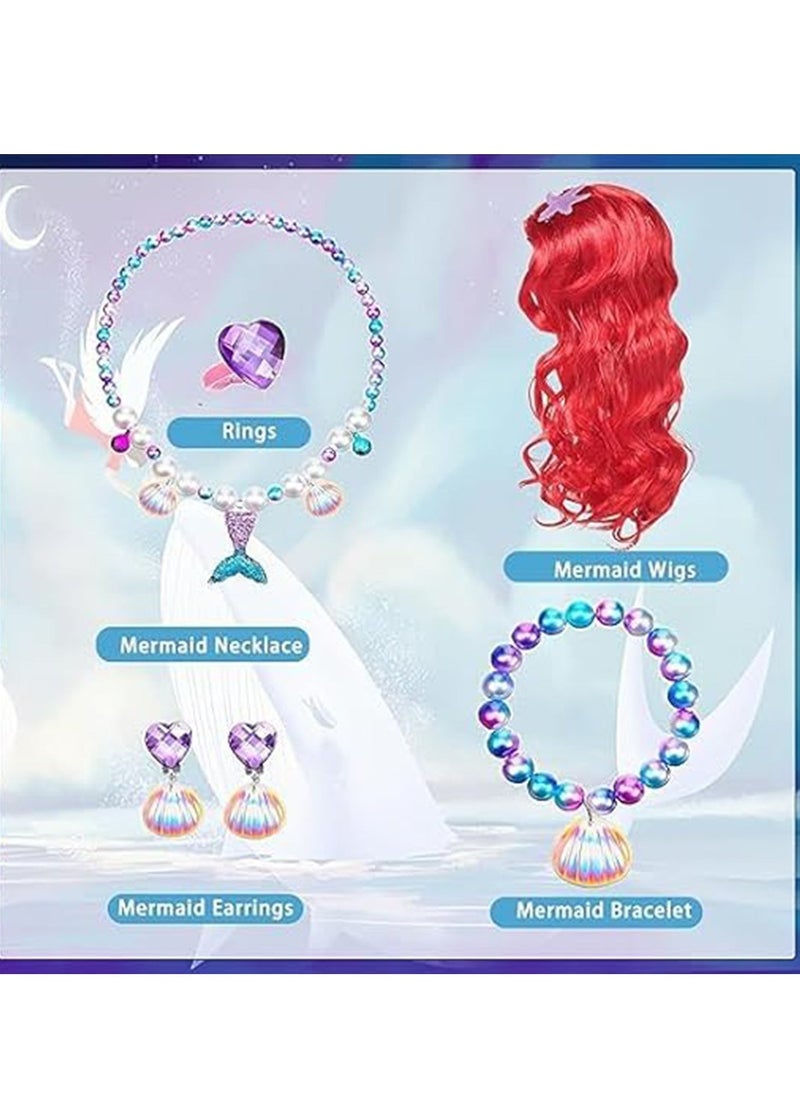 Mermaid Costume for Kids, Little Mermaid Costume With Wig and Accessories, Princess Mermaid Dress For Girls Fancy Cosplay Party Outfits Halloween Carnival Costumes 8-9 Years 140 - Image 2