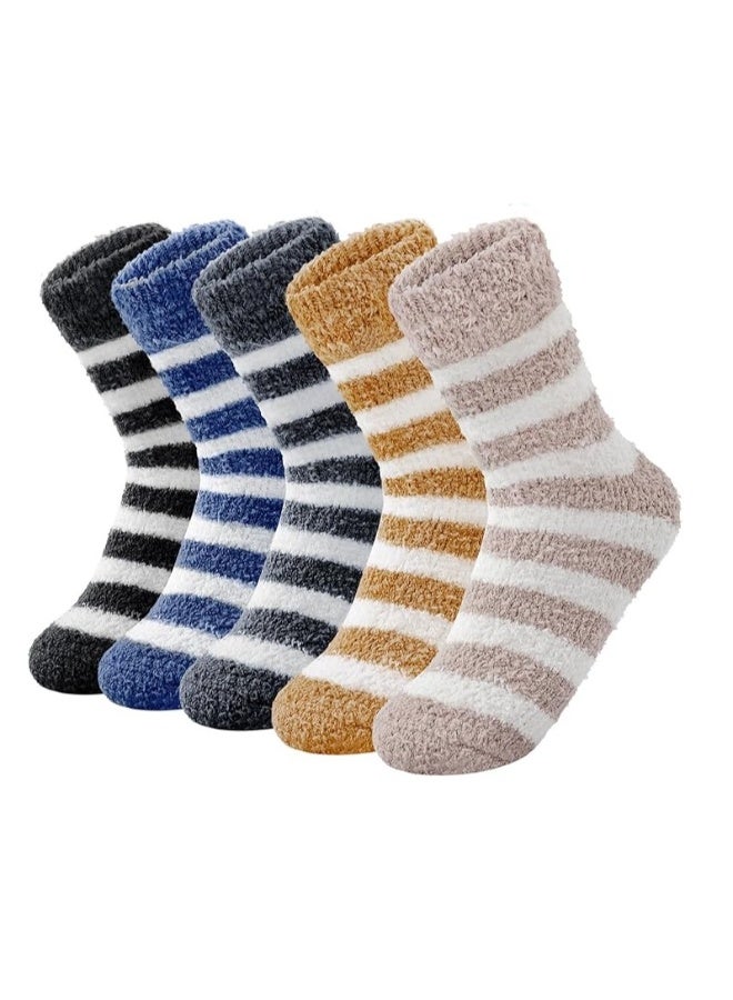 Fluffy Socks for Women 5Pairs Bed Socks Ladies Winter Thick Cozy Socks Warm Soft Fuzzy Home Slipper Socks for Women - Image 1
