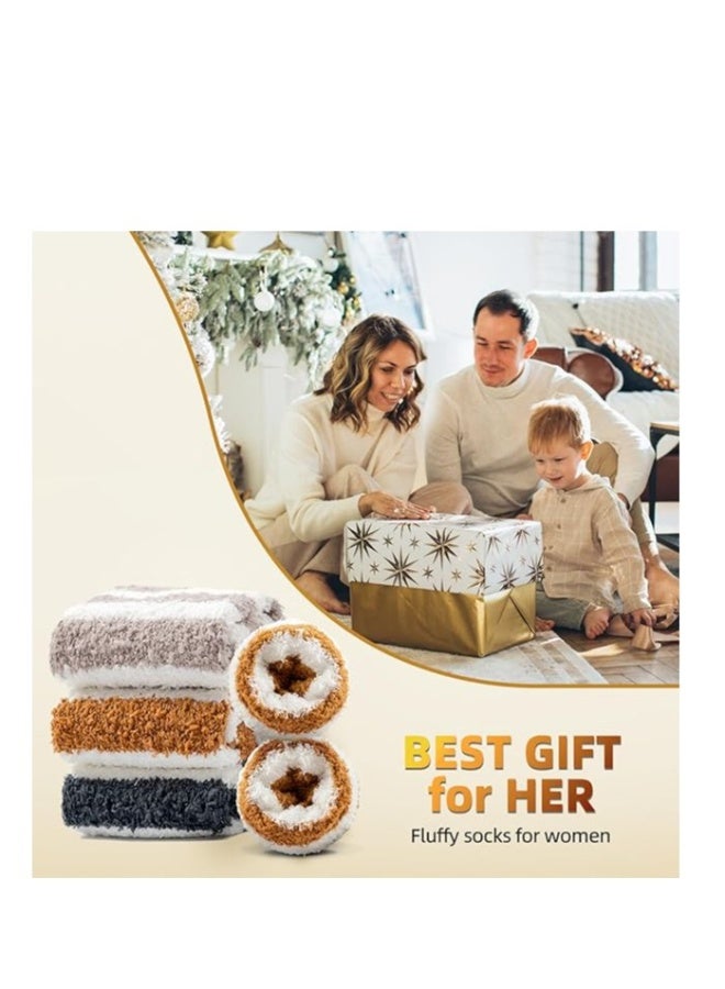 Fluffy Socks for Women 5Pairs Bed Socks Ladies Winter Thick Cozy Socks Warm Soft Fuzzy Home Slipper Socks for Women - Image 2
