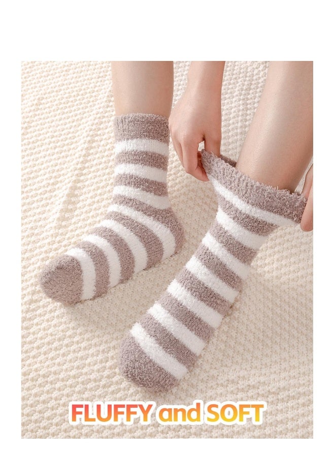Fluffy Socks for Women 5Pairs Bed Socks Ladies Winter Thick Cozy Socks Warm Soft Fuzzy Home Slipper Socks for Women - Image 5