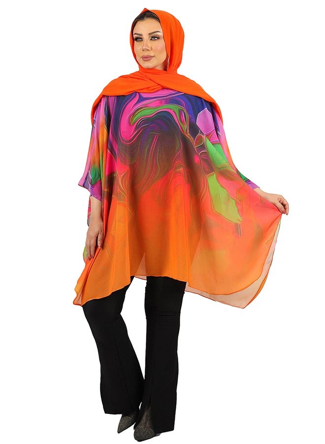 Zmurud "Chiffon Poncho - Printed "  - Image 1