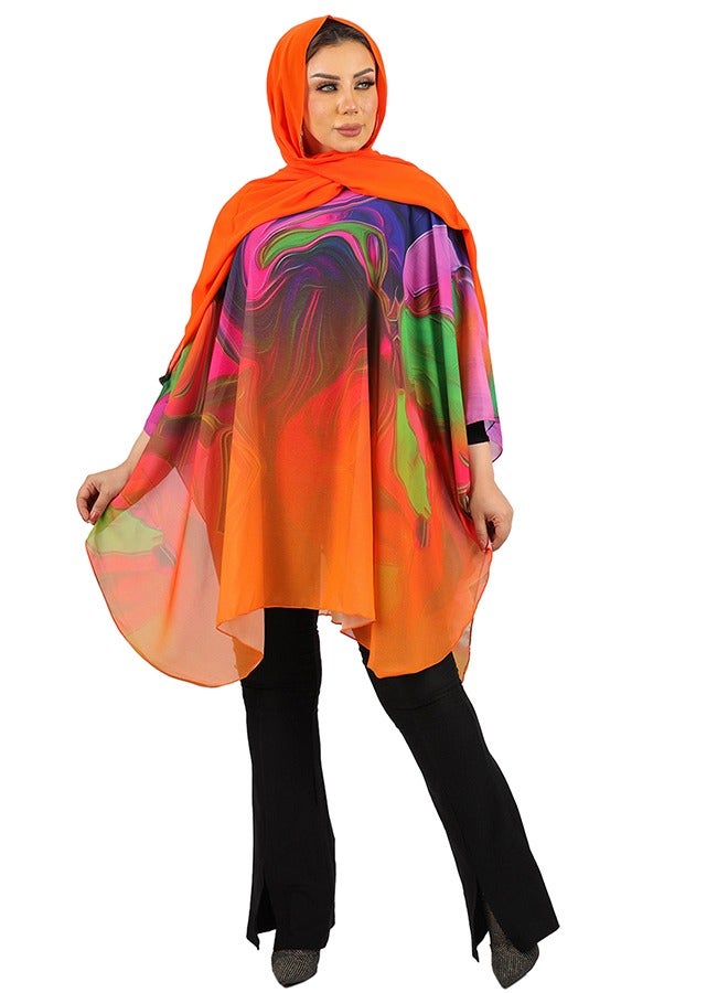 Zmurud "Chiffon Poncho - Printed "  - Image 2