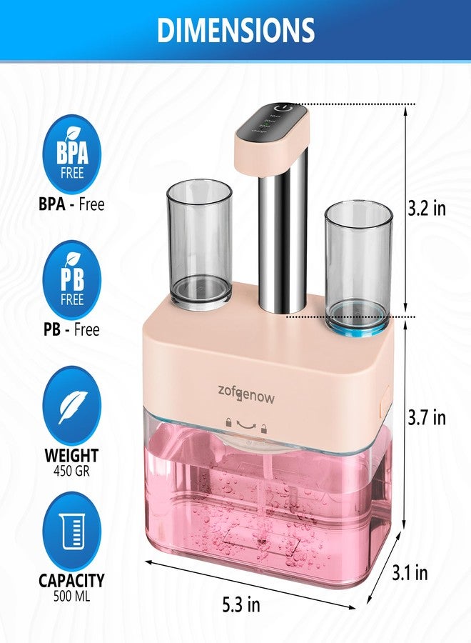 ZOFGENOW Upgraded Automatic Mouthwash Dispenser for Bathroom,Bathroom Accessories 17.6 FlOz Dispensers with Magnetic Cups,Adjustable Dispensing Levels, Pink - Image 4