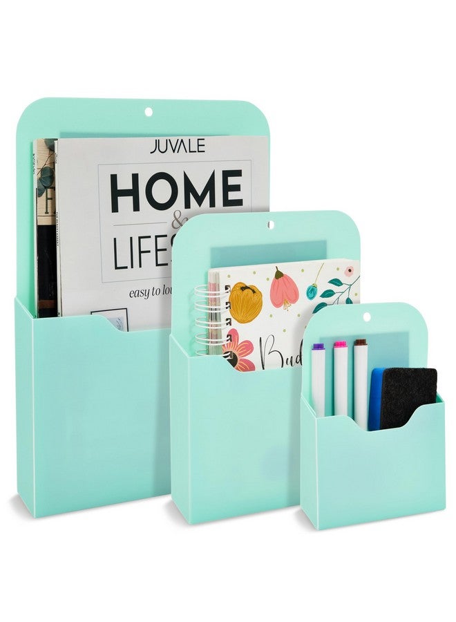 اوكونا اوتبوست حامل ملفات مغناطيسي مكون من 3 قطع للثلاجة ومنظم للبريد والمجلدات والأقلام (أزرق مخضر، 3 أحجام) - Image 1