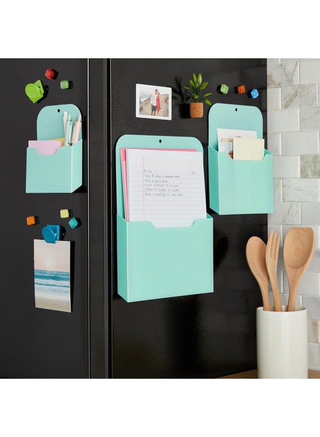 اوكونا اوتبوست حامل ملفات مغناطيسي مكون من 3 قطع للثلاجة ومنظم للبريد والمجلدات والأقلام (أزرق مخضر، 3 أحجام) - Image 2
