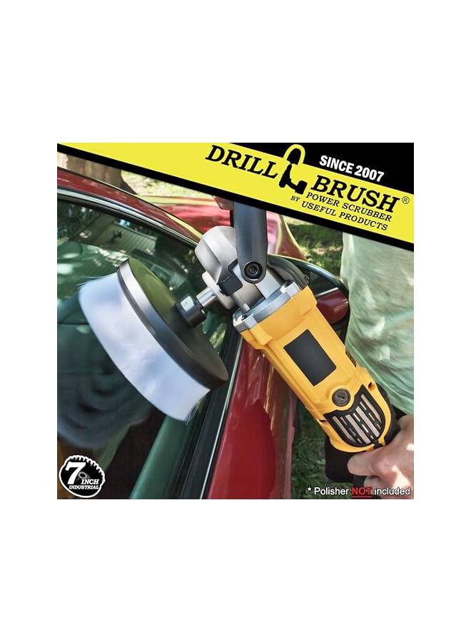 Drillbrush Rug - Carpet Cleaner - Stain Remover - Scrub Brush - 7in - Soft White - 7/9 inch - Variable Speed Polisher - 5/8 x 11 Threaded Hub - Wood - Furniture - Upholstery - Leather Cleaner - Floor Scrubber - Image 2