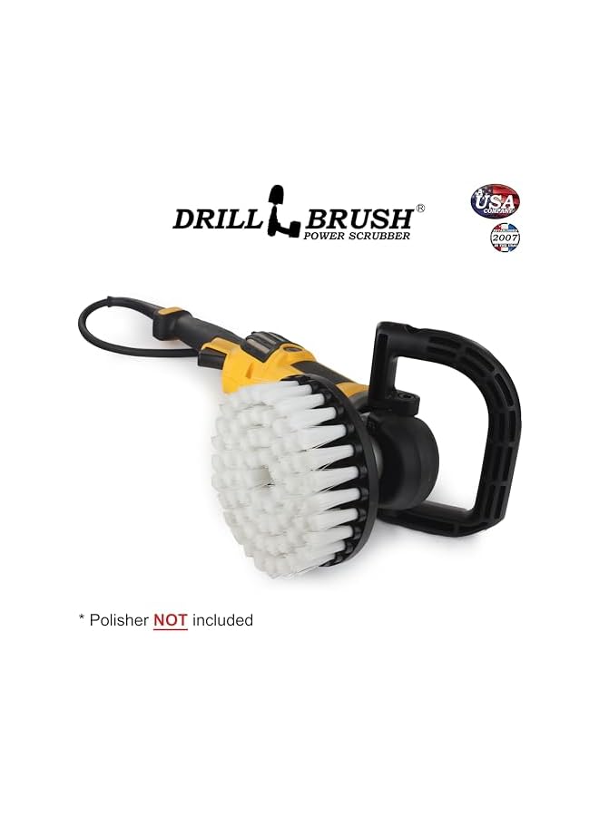 Drillbrush Rug - Carpet Cleaner - Stain Remover - Scrub Brush - 7in - Soft White - 7/9 inch - Variable Speed Polisher - 5/8 x 11 Threaded Hub - Wood - Furniture - Upholstery - Leather Cleaner - Floor Scrubber - Image 4