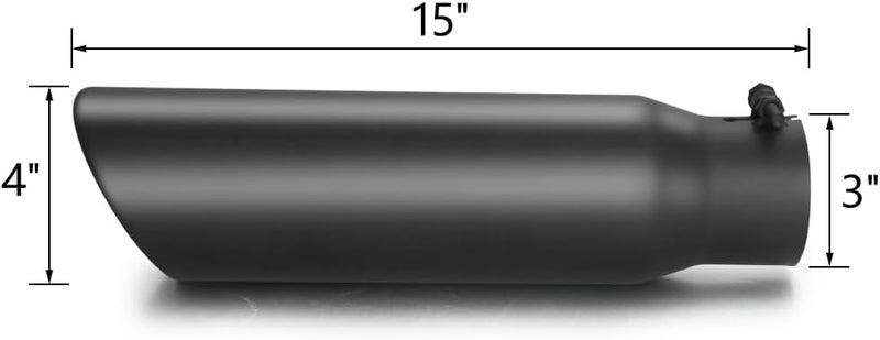 LCGP 3" Inlet Black Exhaust Tip - 3" x 4" x 15" Universal Bolt On Stainless Steel Diesel Exhaust Tailpipe Tip - Image 2