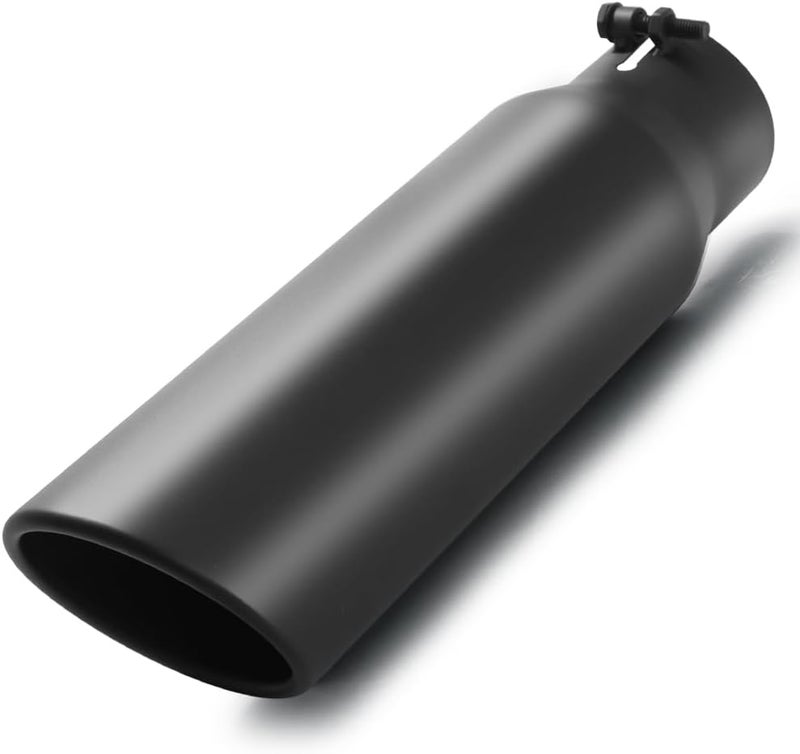 LCGP 3" Inlet Black Exhaust Tip - 3" x 4" x 15" Universal Bolt On Stainless Steel Diesel Exhaust Tailpipe Tip - Image 1
