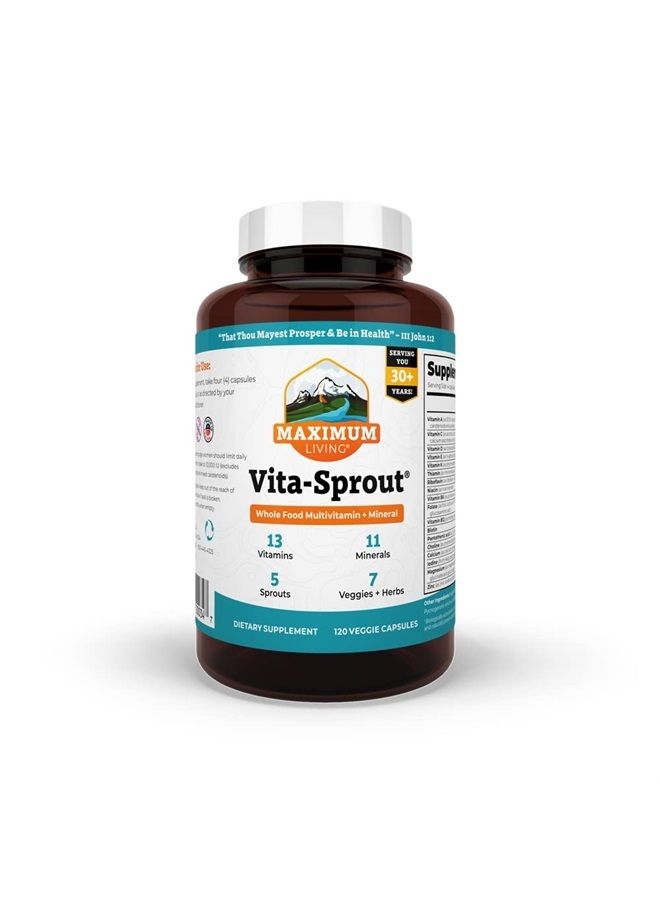 Maximum Living Vita-Sprout Whole-Food Multivitamin & Phytonutrient Blend - 120 Capsules - Image 1