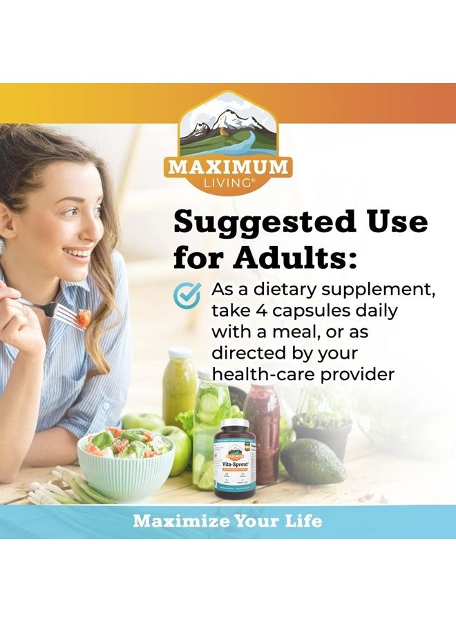 Maximum Living Vita-Sprout Whole-Food Multivitamin & Phytonutrient Blend - 120 Capsules - Image 3
