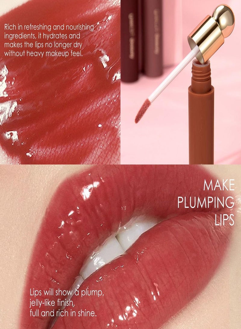 SYOSI Jelly Lip Gloss,   3 Colors Mirror Shiny Finish, Lip Care Transparent Toot Lip Oil, Watery Liquid Glow Tinted, Hydrating Lip Gloss Tint for Natural Glossy, Non-Sticky Lasting Lip Stain Set - Image 2