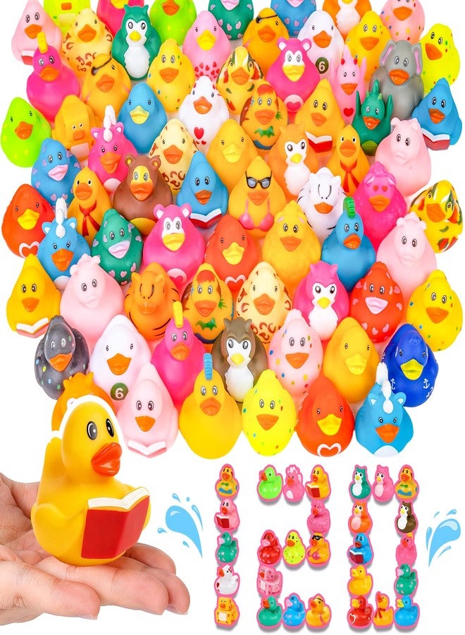 VISRIE 120 Pack Rubber Ducks in Bulk , Assorted Ducks for Jeeps, Bulk Ducks for Bath Toy Summer Pool Toys Birthday Gifts Party Favors - Image 1