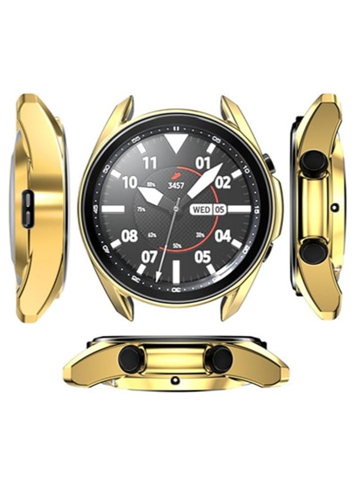 ELMO3EZZ Case Compatible with Samsung Galaxy Watch 3 45mm Case All-Around Screen Protector Watch Soft TPU Shockproof Cover Slim Guard Thin Bumper Shell Protector (Gold) - Image 2