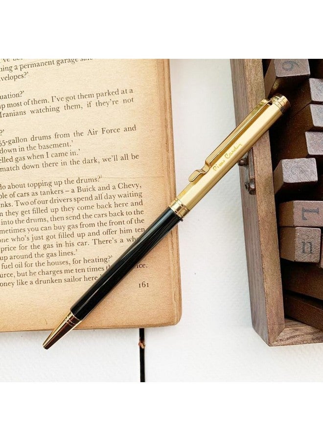 pierre cardin Golden Era Premium Metal Ball Pen | Luxurious Acrylic Black Body With Satin Gold Finish Clip | Ideal For Rakhi, Festive & Corporate Gifting - Image 2