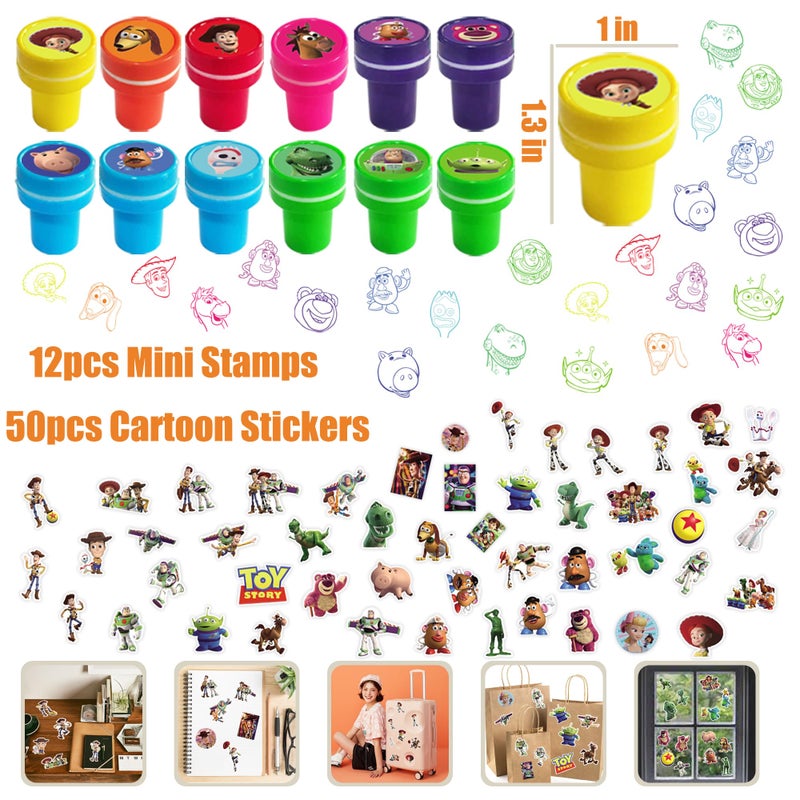 WOOACME Cartoon Birthday Party Supplies, Cartoon Birthday Decorations Include 50 Stickers 12 Paper Treat Boxes Bracelets, for Theme Party Decoration - Image 5