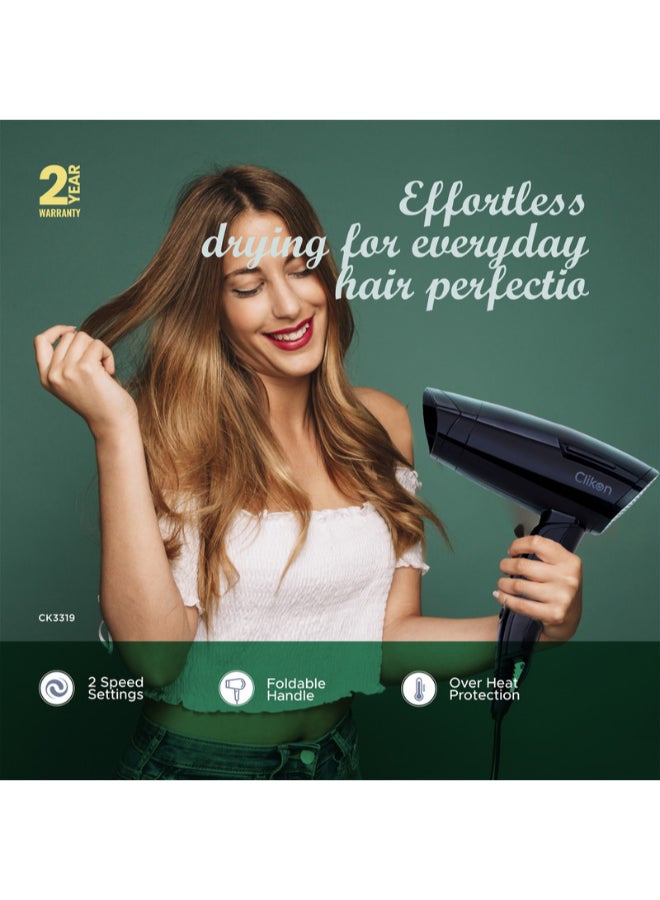 Clikon Hair Dryer & Hair Straightener, 2 Speed Settings, CK3319, 2-in-1 Travel Kit of Dryer & Straightener, Professional Styler, Ceramic Coating Plates - Image 3