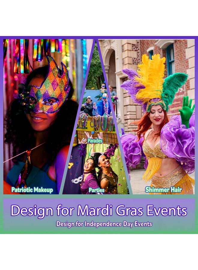 Allstarry Mardi Gras Face Glitter, 4 Colors Chunky Body Glitters Purple Green Gold Face Glitter Eyeshadow Makeup Hair and Eye Glitter Mardi Gras Accessories for Women Mask Balls Street Parties - Image 4