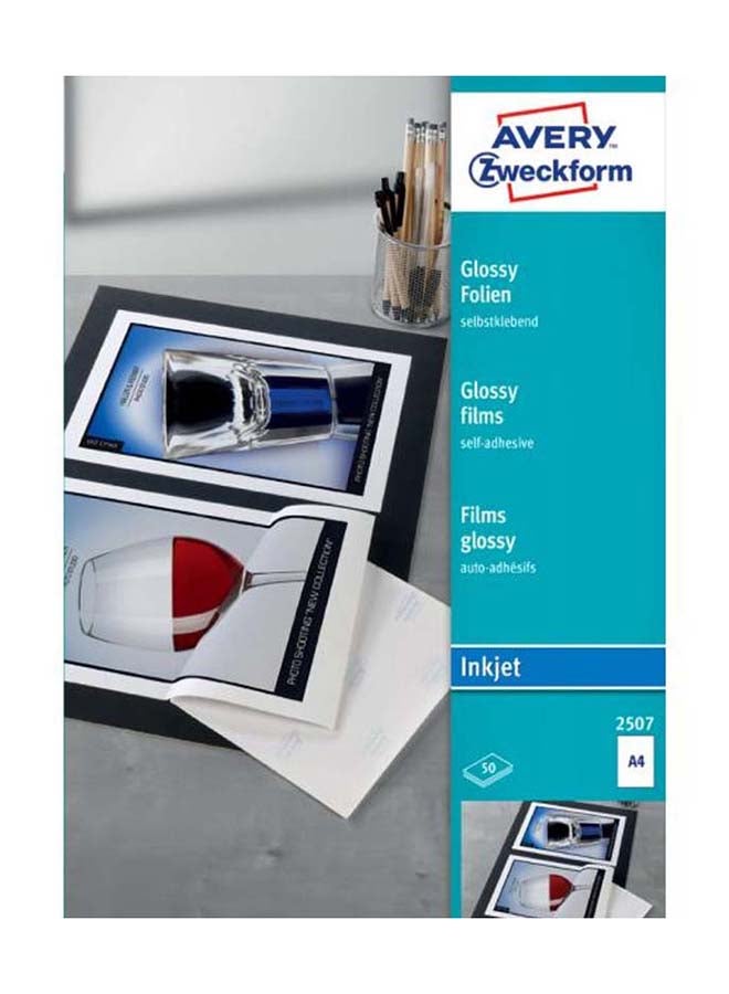 AVERY فيلم لامع لطباعة الحبر 2507 A4 - 50 ورقة