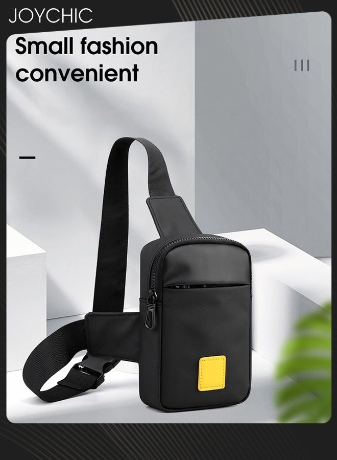 Joychic حقيبة كتف عصرية متعددة الوظائف للرجال والطلاب، حقيبة صدر صغيرة خفيفة الوزن مقاومة للماء من النايلون لحمل الهاتف المحمول والعملات المعدنية وجواز السفر باللون الأسود - Image 3